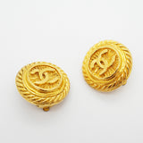 【6jhb0593】シャネル イヤリング ヴィンテージ ココマーク 丸型 サークル GPメッキ ゴールド【中古】レディース