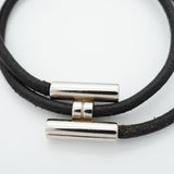【6jhb0596】エルメス ブレスレット トゥルニ メタル レザー シルバー ブラック【中古】レディース