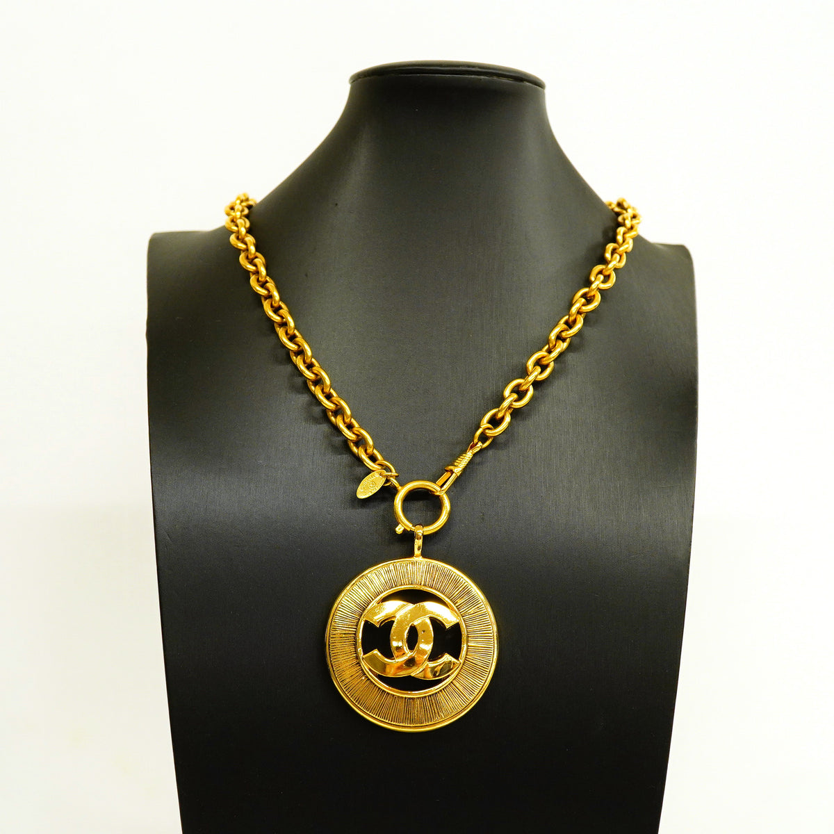 【6jhb0597】シャネル ネックレス ヴィンテージ ココマーク 丸型 サークル GPメッキ ゴールド【中古】レディース