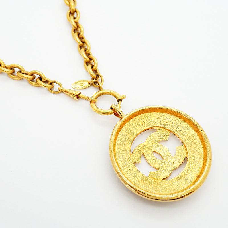【6jhb0597】シャネル ネックレス ヴィンテージ ココマーク 丸型 サークル GPメッキ ゴールド【中古】レディース