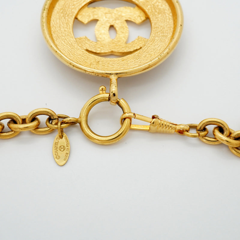 【6jhb0597】シャネル ネックレス ヴィンテージ ココマーク 丸型 サークル GPメッキ ゴールド【中古】レディース