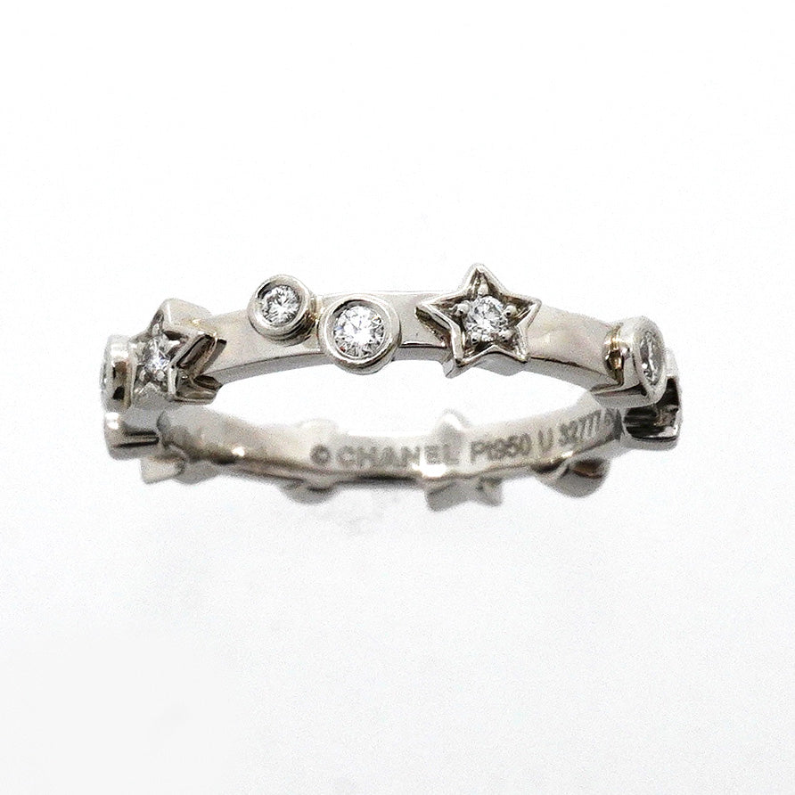 【6jhb0607】シャネル リング コメット/ダムール 星形 スター Pt950 プラチナ ダイヤモンド ＃48【中古】レディース