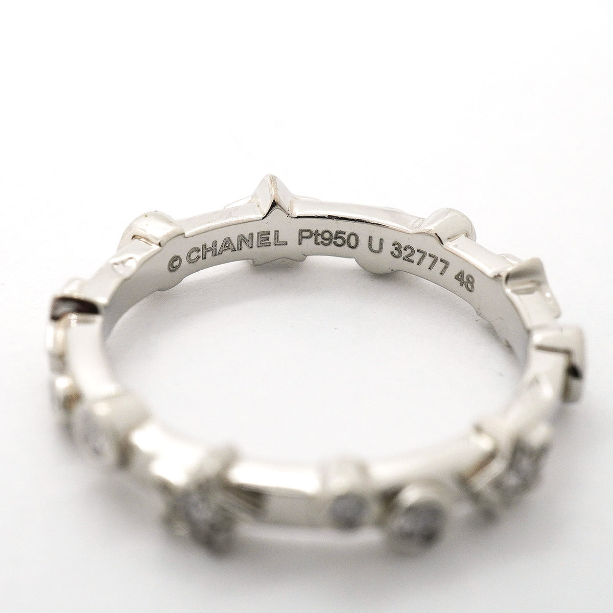 【6jhb0607】シャネル リング コメット/ダムール 星形 スター Pt950 プラチナ ダイヤモンド ＃48【中古】レディース