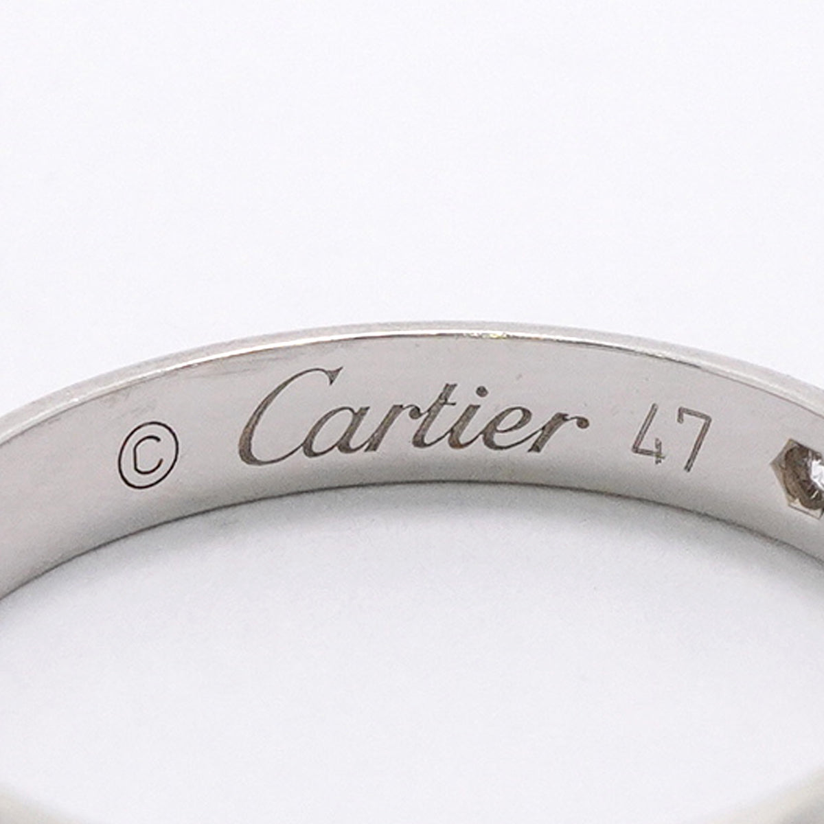 【6jhb0613】カルティエ リング クラシック 1PD Pt950 プラチナ ダイヤモンド ＃47【中古】レディース