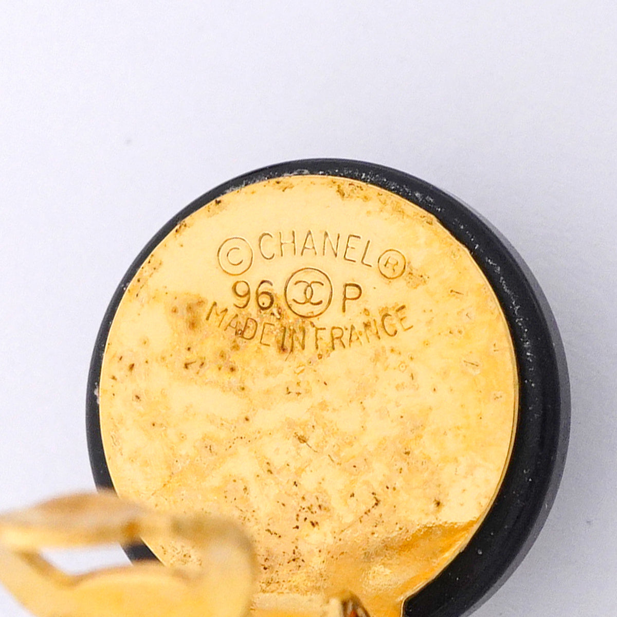 【6jhb0614】シャネル イヤリング ヴィンテージ ココマーク GPメッキ フェイクパール ゴールド ブラック【中古】レディース