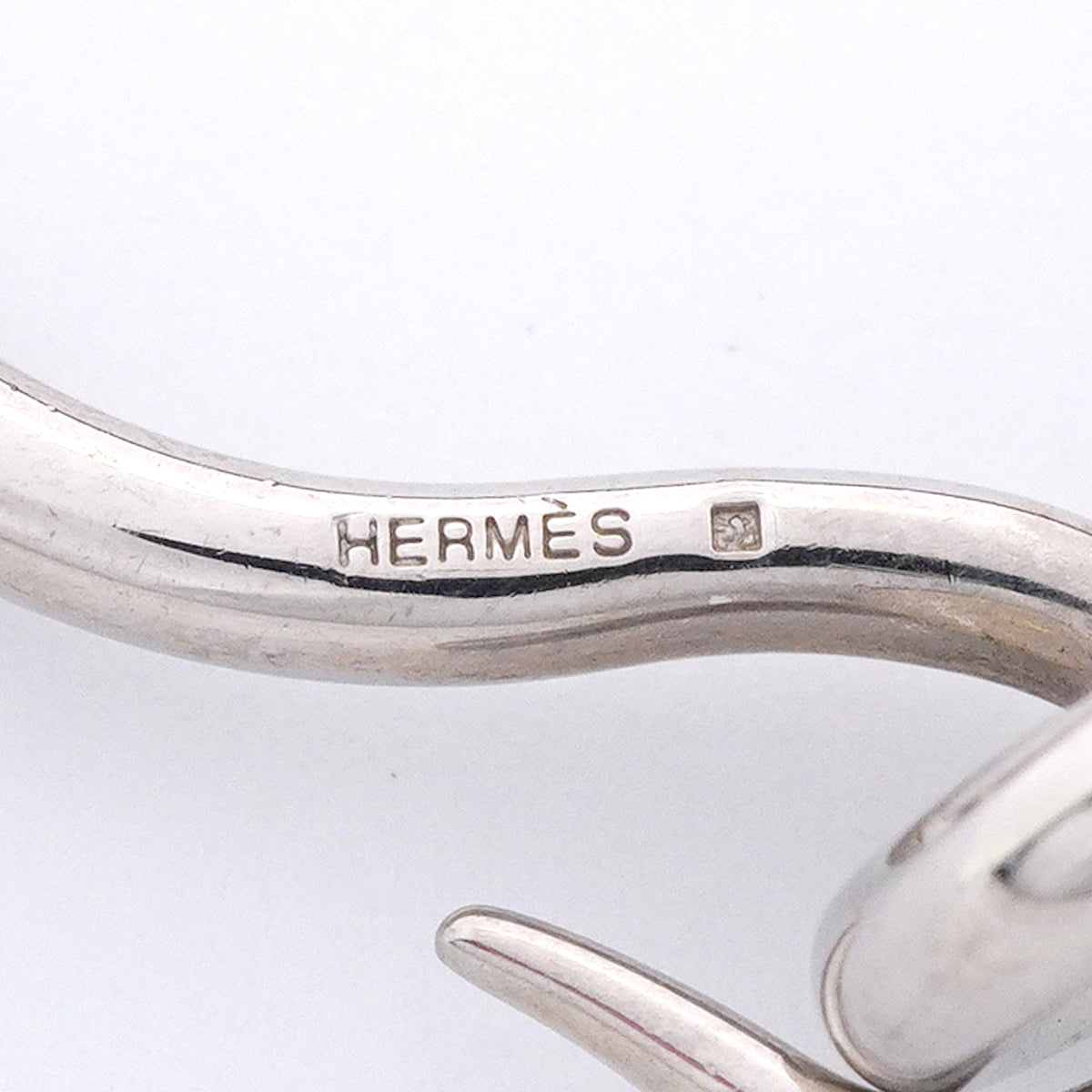 【6jhb0616】エルメス ブレスレット ジャンボフック メタル レザー シルバー ブラウン【中古】レディース