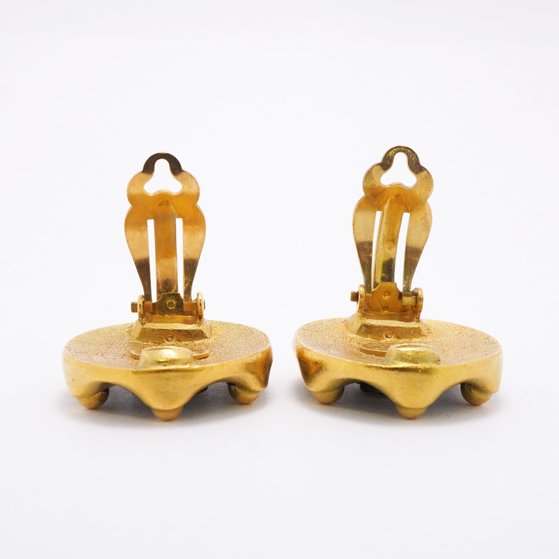 【6jhb0637】シャネル イヤリング ヴィンテージ ココマーク 丸型 サークル GPメッキ ゴールド ブラック【中古】レディース