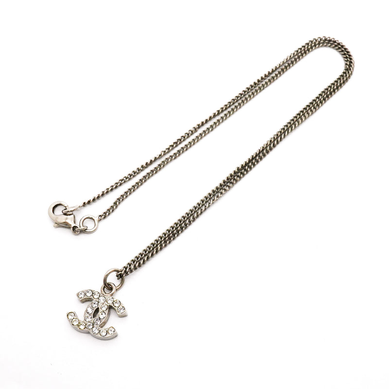 【6jhb0643】シャネル ネックレス ココマーク メタル ラインストーン シルバー【中古】レディース
