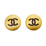 【6jhb0650】シャネル イヤリング ココマーク 丸型 サークル GPメッキ カラーストーン ゴールド レッド【中古】レディース