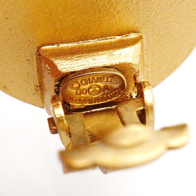 【6jhb0650】シャネル イヤリング ココマーク 丸型 サークル GPメッキ カラーストーン ゴールド レッド【中古】レディース