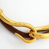 【6jhb0652】エルメス ブレスレット ジャンボフック GPメッキ レザー ゴールド ブラウン【中古】レディース