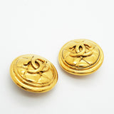 【6jhb0655】シャネル イヤリング ヴィンテージ ココマーク マトラッセ 丸型 サークル GPメッキ ゴールド【中古】レディース