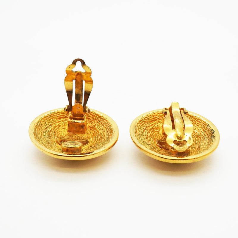 【6jhb0655】シャネル イヤリング ヴィンテージ ココマーク マトラッセ 丸型 サークル GPメッキ ゴールド【中古】レディース