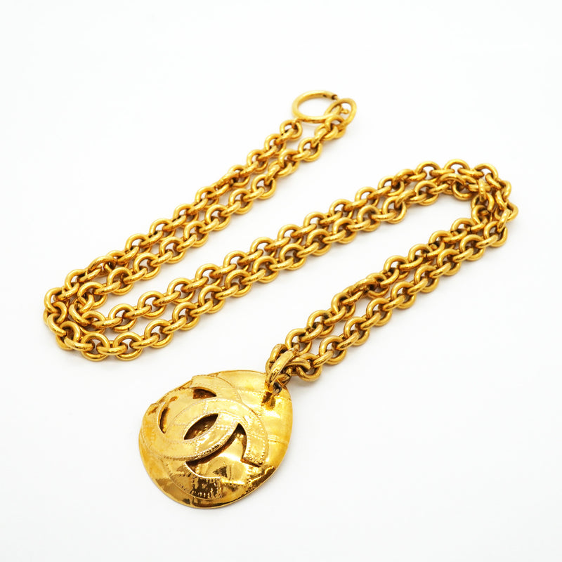 【6jhb0656】シャネル ネックレス ヴィンテージ ココマーク マトラッセ GPメッキ ゴールド【中古】レディース