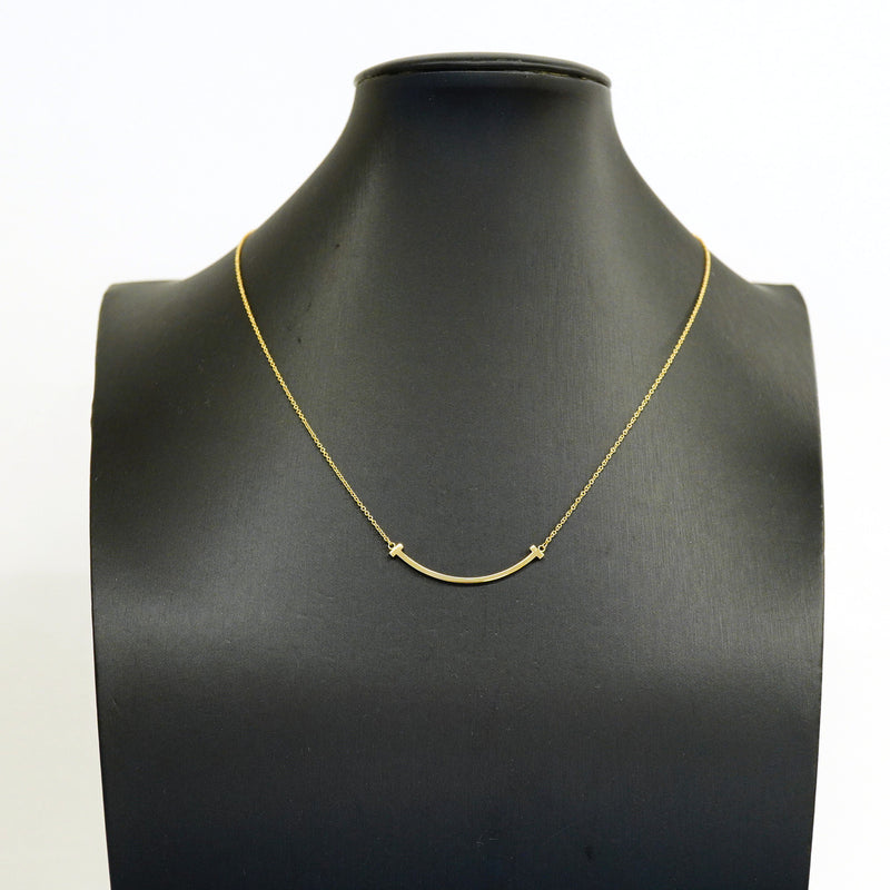 【6jhb0657】ティファニー ネックレス Tスマイル スモール K18YG イエローゴールド【中古】レディース
