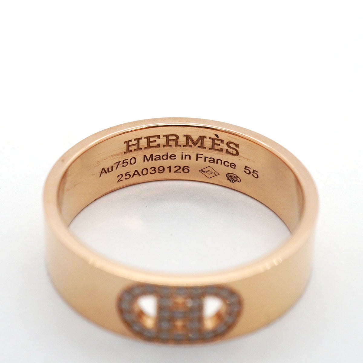 【6jhb0681】エルメス リング Hダンクル K18PG ピンクゴールド ダイヤモンド ＃55【中古】メンズ レディース ユニセックス