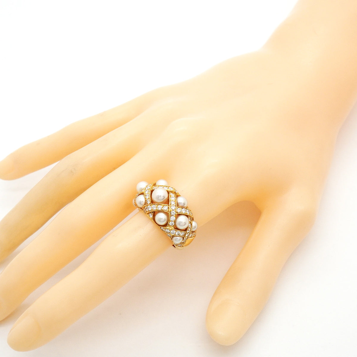【6jhb0685】シャネル リング バロックコレクション K18YG イエローゴールド ダイヤモンド パール ＃54【中古】レディース