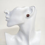 【6jhb0691】シャネル ピアス ココマーク カメリア メタル シルバー ピンク ワインレッド【中古】レディース