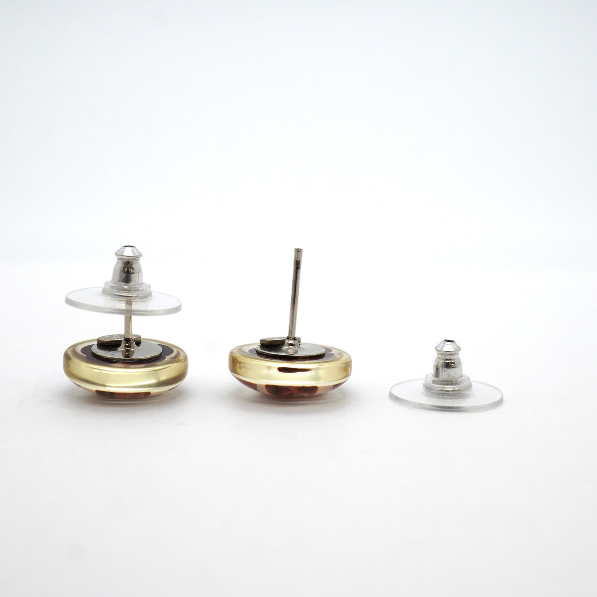 【6jhb0691】シャネル ピアス ココマーク カメリア メタル シルバー ピンク ワインレッド【中古】レディース