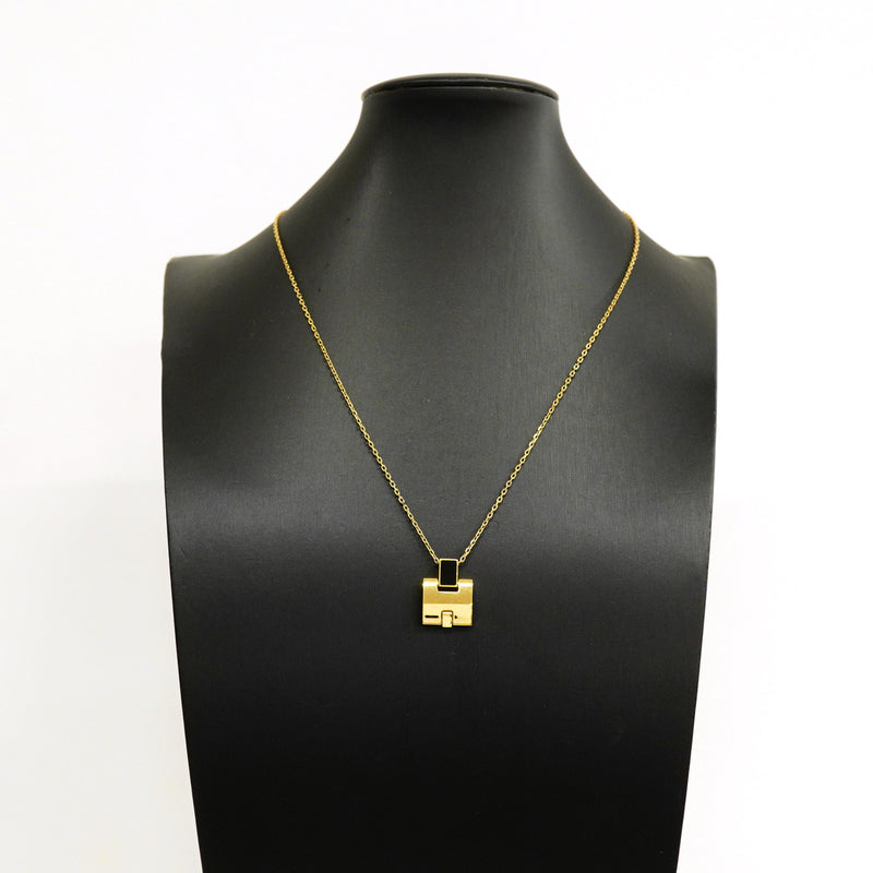【6jhb0697】エルメス ネックレス アイリーン GPメッキ ゴールド ブラック【中古】レディース