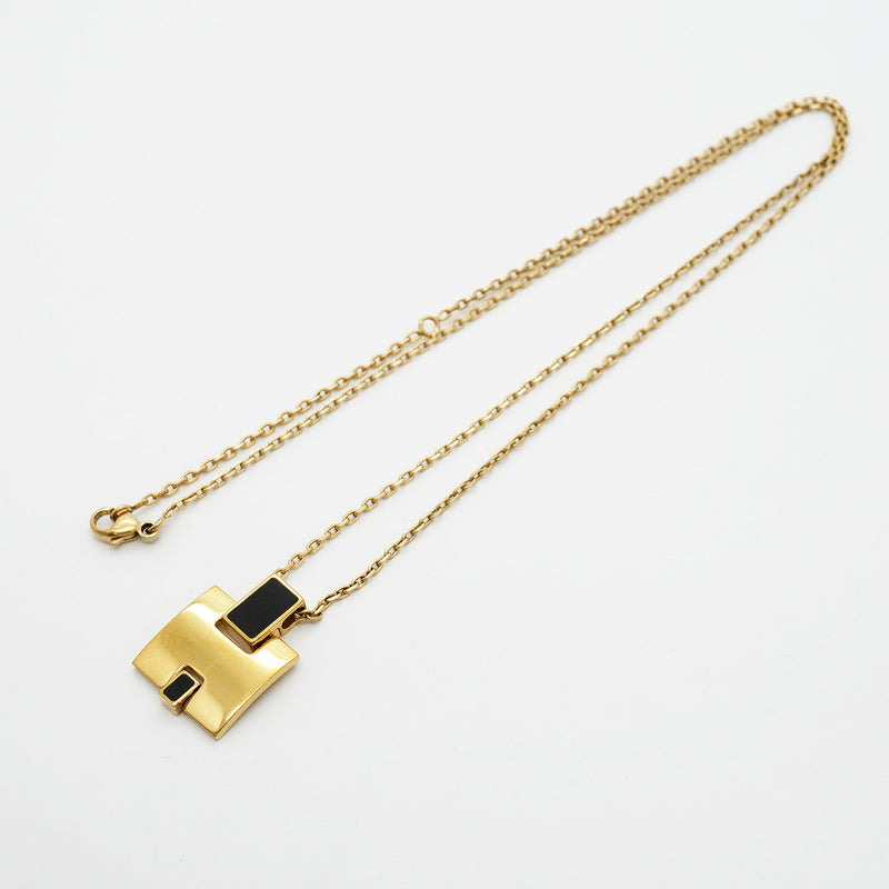【6jhb0697】エルメス ネックレス アイリーン GPメッキ ゴールド ブラック【中古】レディース