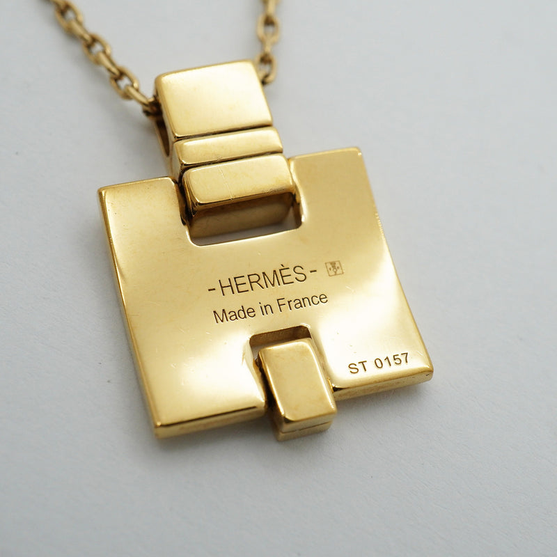 【6jhb0697】エルメス ネックレス アイリーン GPメッキ ゴールド ブラック【中古】レディース