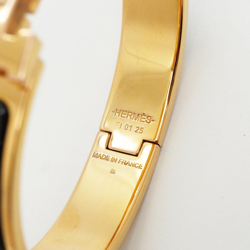 【6jhb0698】エルメス バングル クリッククラックPM GPメッキ ゴールド ブラック【中古】レディース