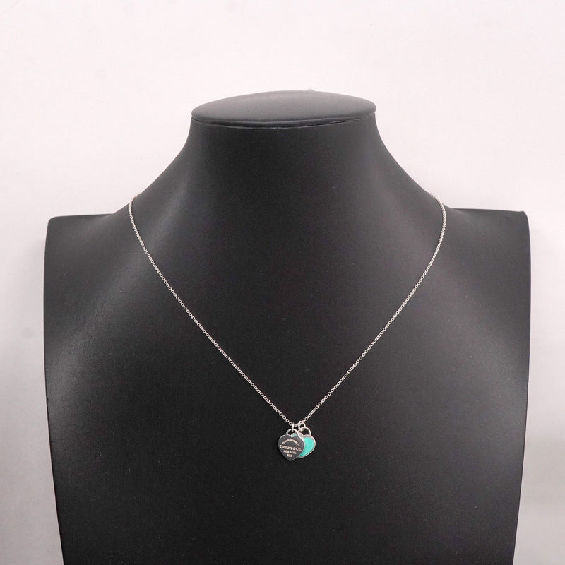 【6jhb0708】ティファニー ネックレス ダブルリターントゥハート シルバー925 ブルー【中古】レディース