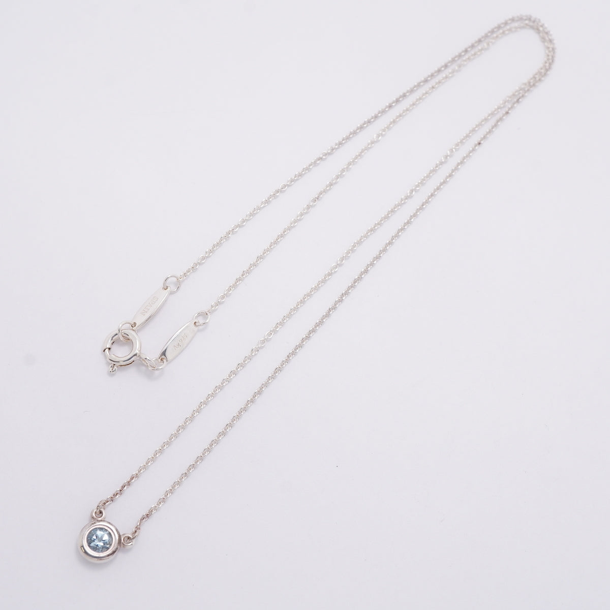 【6jhb0712】ティファニー ネックレス バイザヤード シルバー925 アクアマリン ブルー【中古】レディース