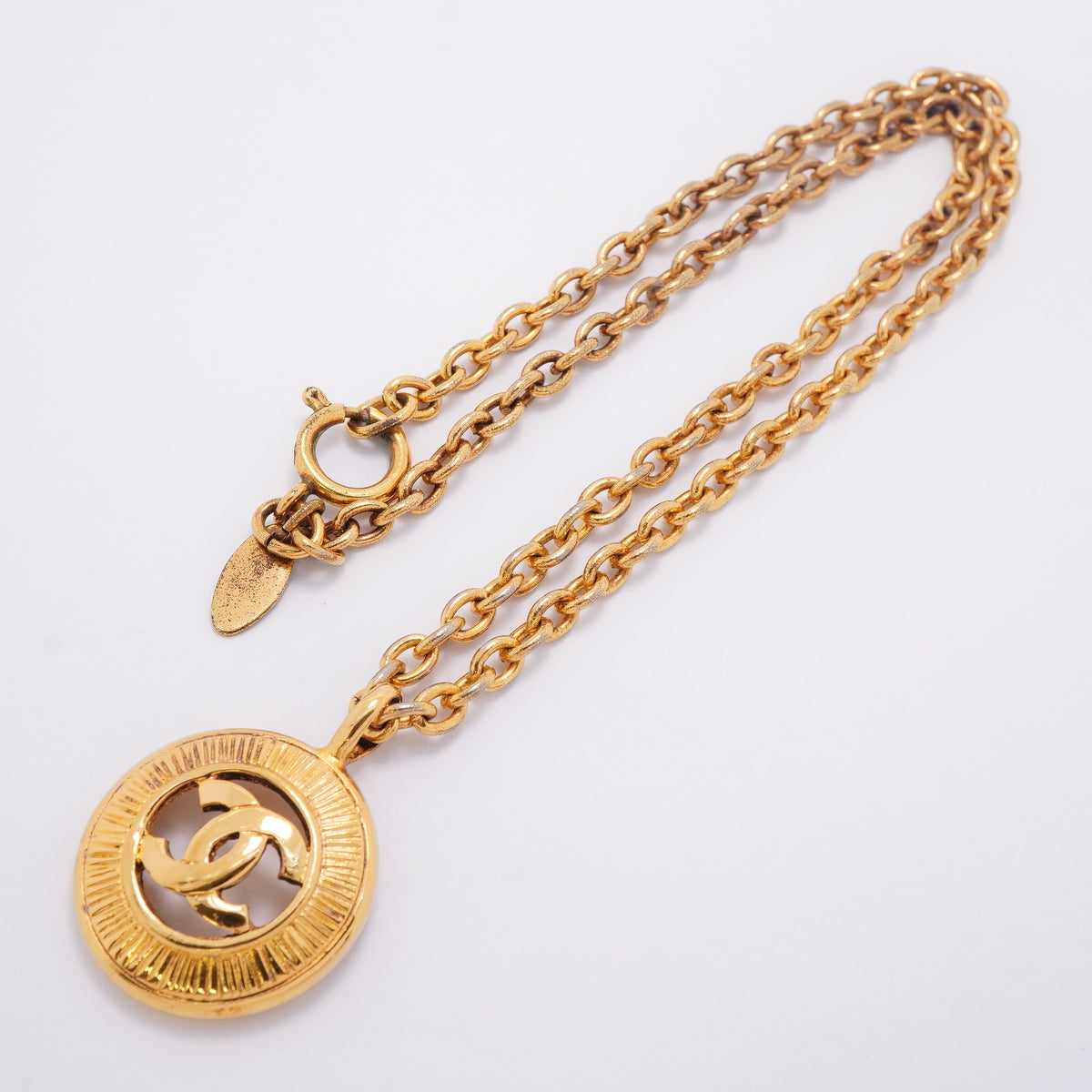 【6jhb0719】シャネル ネックレス ヴィンテージ ココマーク 丸型 サークル GPメッキ ゴールド【中古】レディース