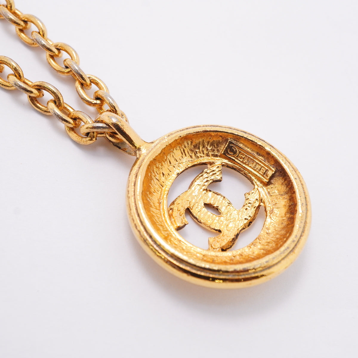 【6jhb0719】シャネル ネックレス ヴィンテージ ココマーク 丸型 サークル GPメッキ ゴールド【中古】レディース