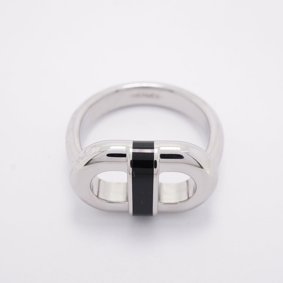 【6jhb0723】エルメス リング マイヨン メタル シルバー ブラック ＃58【中古】メンズ