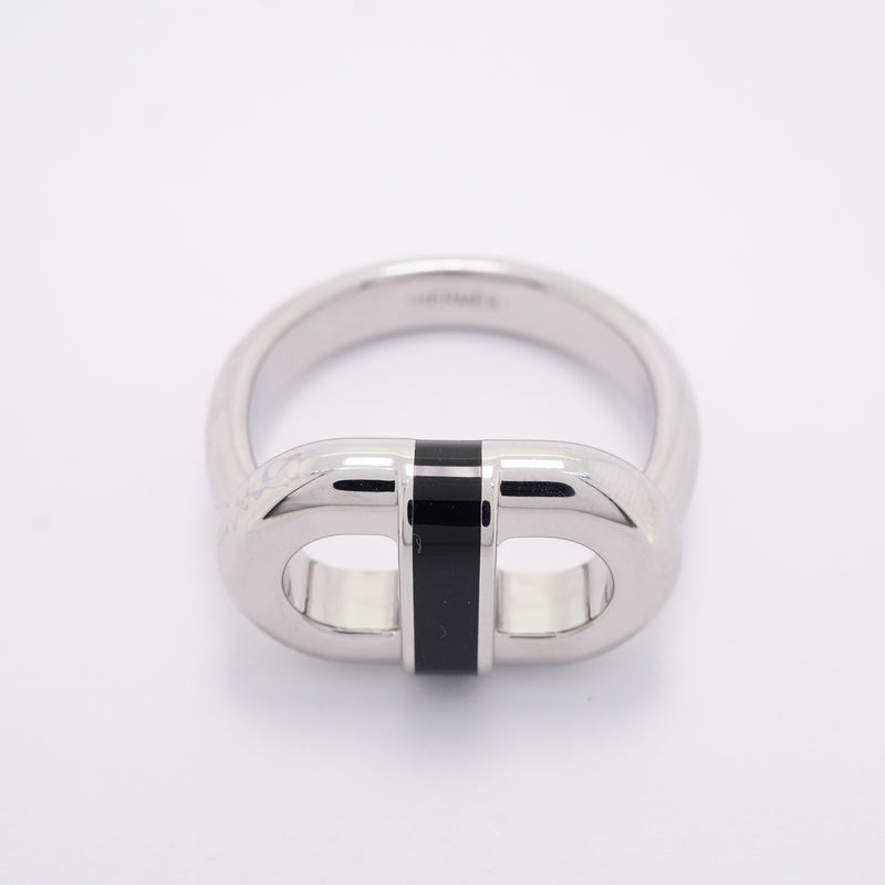 【6jhb0723】エルメス リング マイヨン メタル シルバー ブラック ＃58【中古】メンズ