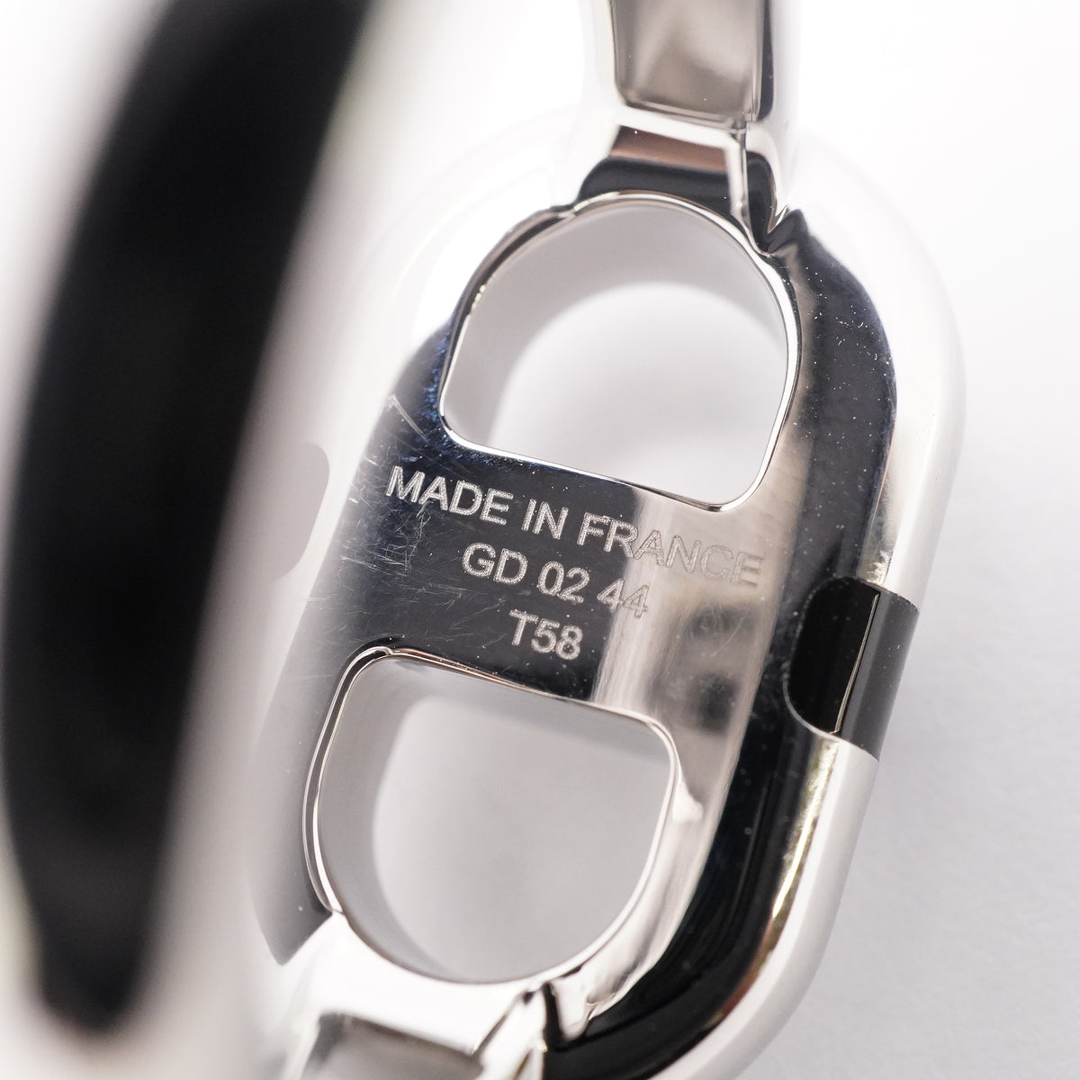 【6jhb0723】エルメス リング マイヨン メタル シルバー ブラック ＃58【中古】メンズ