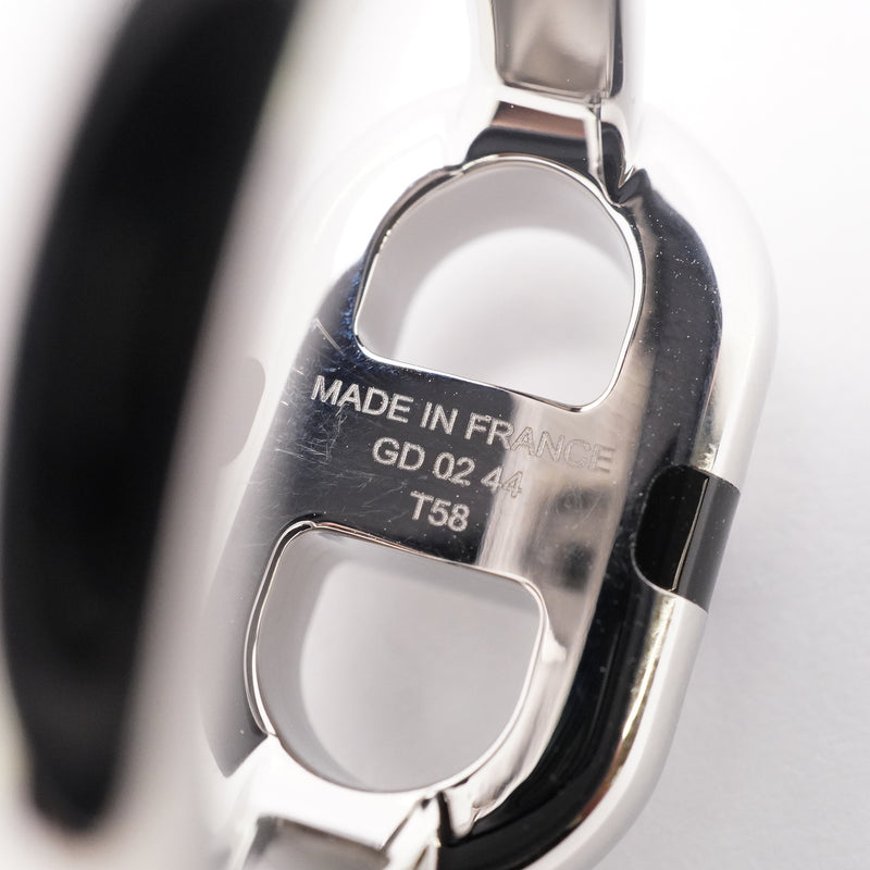 【6jhb0723】エルメス リング マイヨン メタル シルバー ブラック ＃58【中古】メンズ