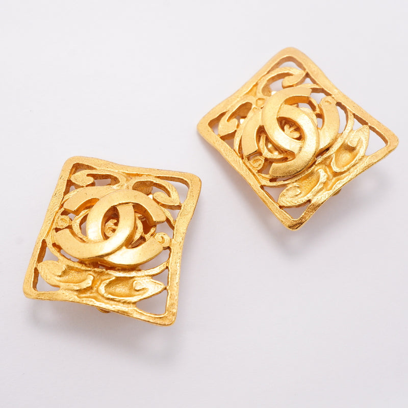 【6jhb0724】シャネル イヤリング ヴィンテージ ココマーク スクエア GPメッキ ゴールド【中古】レディース