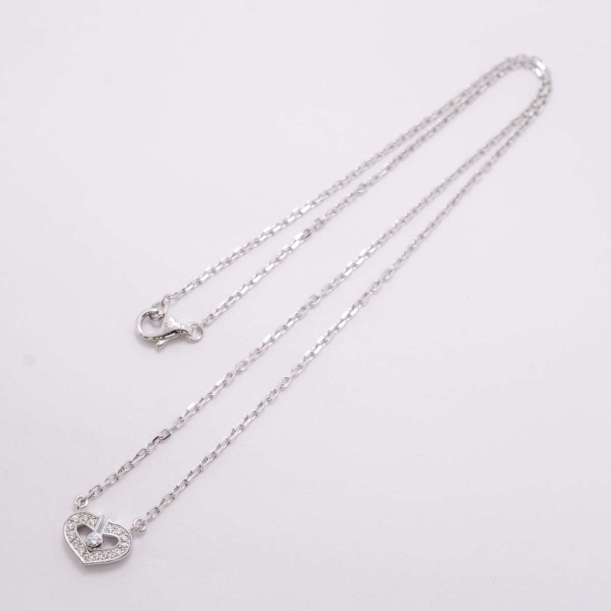 【6jhb0732】カルティエ ネックレス Cハート K18WG ホワイトゴールド ダイヤモンド【中古】レディース