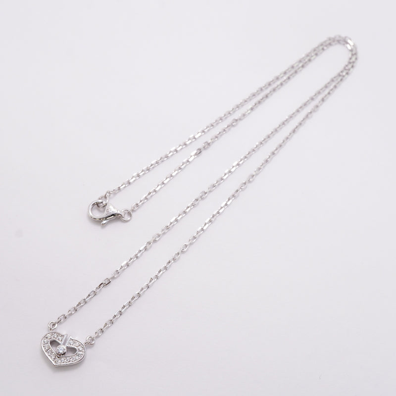 【6jhb0732】カルティエ ネックレス Cハート K18WG ホワイトゴールド ダイヤモンド【中古】レディース
