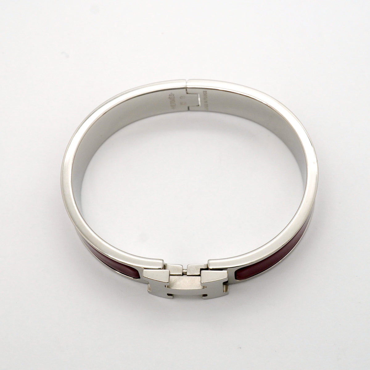 【6jhb0740】エルメス バングル クリッククラックPM メタル シルバー レッド【中古】レディース