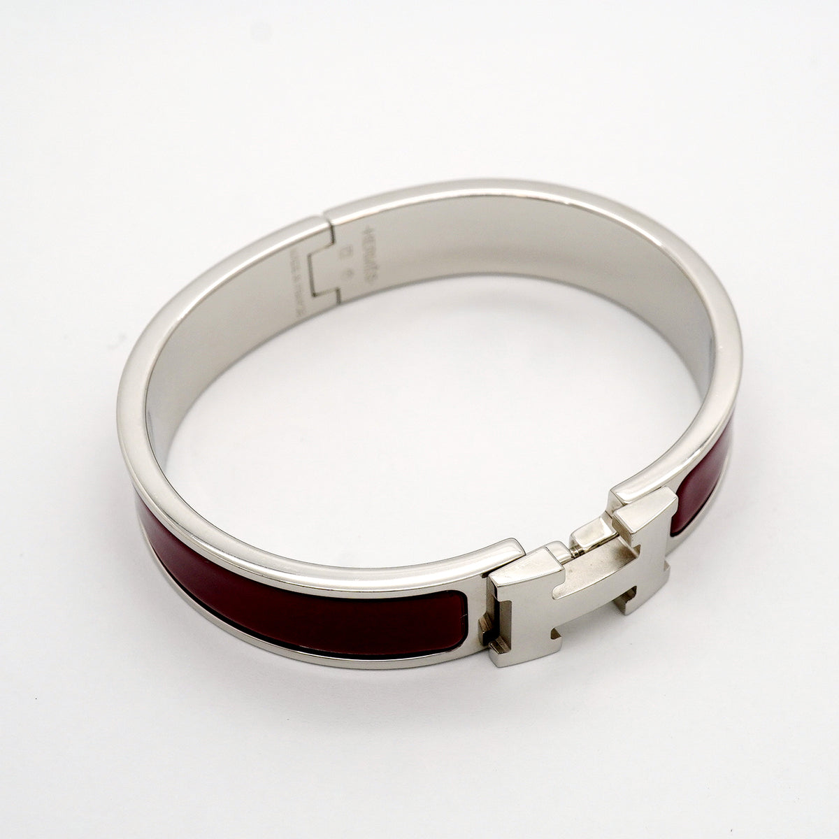 【6jhb0740】エルメス バングル クリッククラックPM メタル シルバー レッド【中古】レディース