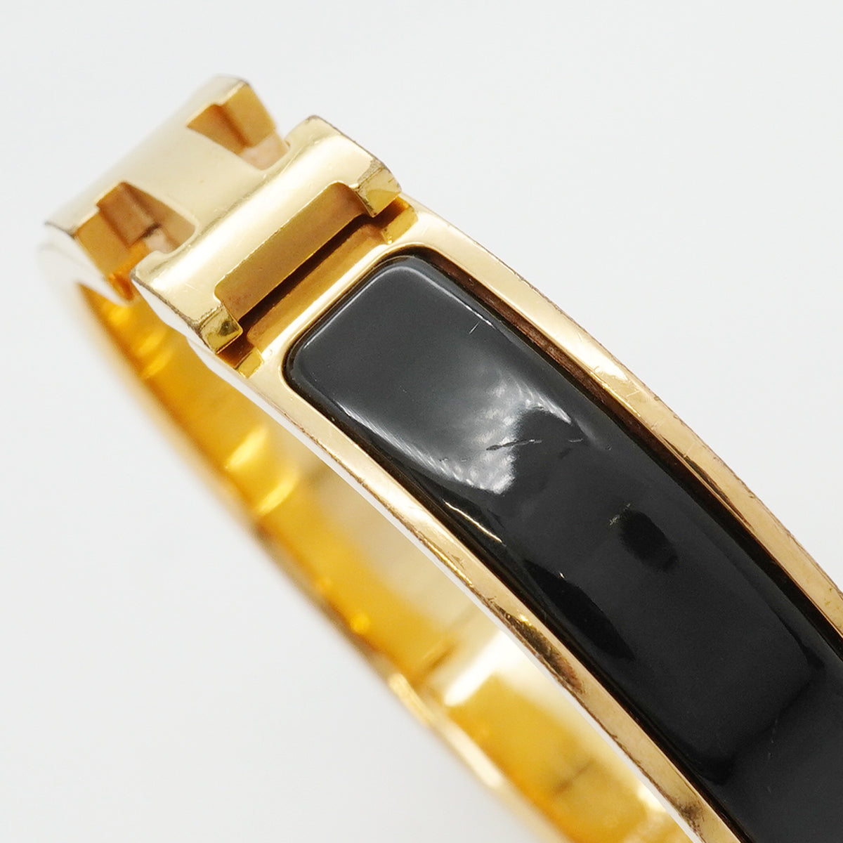 【6jhb0741】エルメス バングル クリッククラックPM GPメッキ ゴールド ブラック【中古】レディース