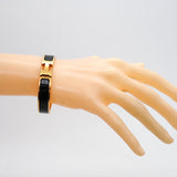 【6jhb0741】エルメス バングル クリッククラックPM GPメッキ ゴールド ブラック【中古】レディース
