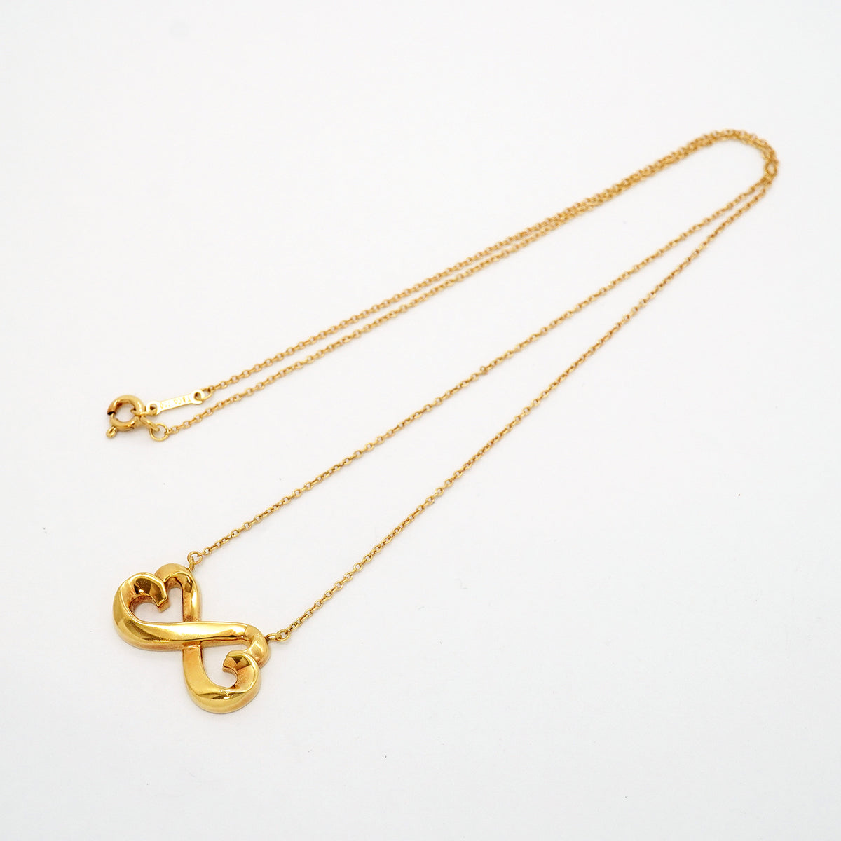 【6jhb0756】ティファニー ネックレス ダブルラビングハート K18YG イエローゴールド【中古】レディース
