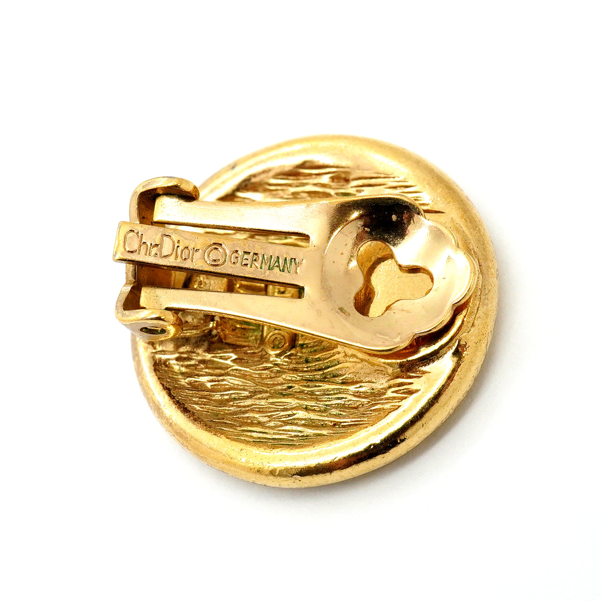 【6jhb0773】クリスチャンディオール イヤリング エンブレム 丸型 サークル GPメッキ ゴールド【中古】レディース