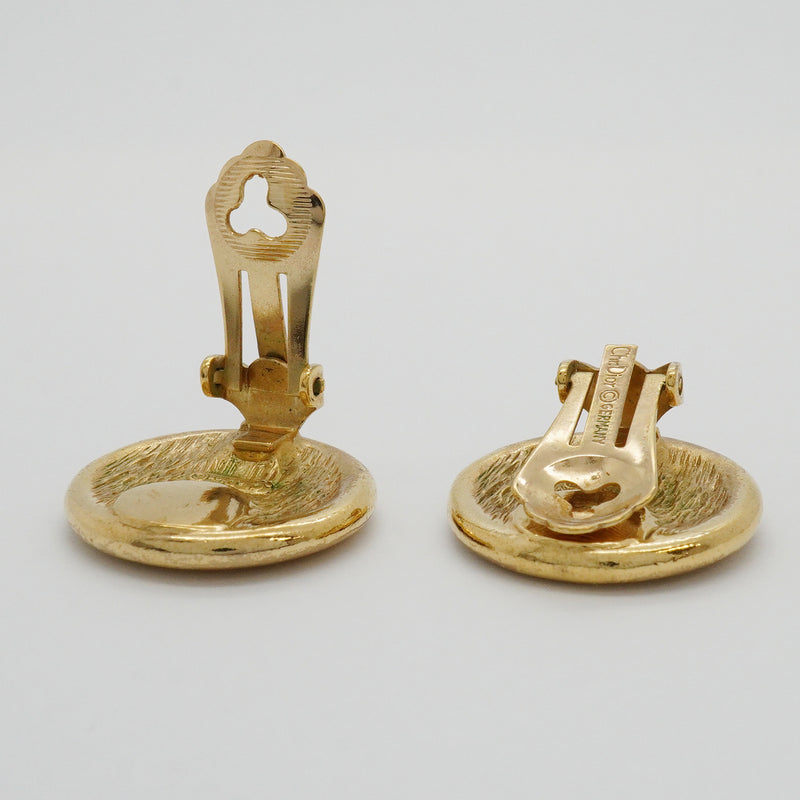 【6jhb0773】クリスチャンディオール イヤリング エンブレム 丸型 サークル GPメッキ ゴールド【中古】レディース
