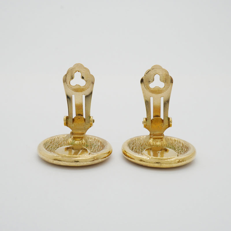 【6jhb0773】クリスチャンディオール イヤリング エンブレム 丸型 サークル GPメッキ ゴールド【中古】レディース