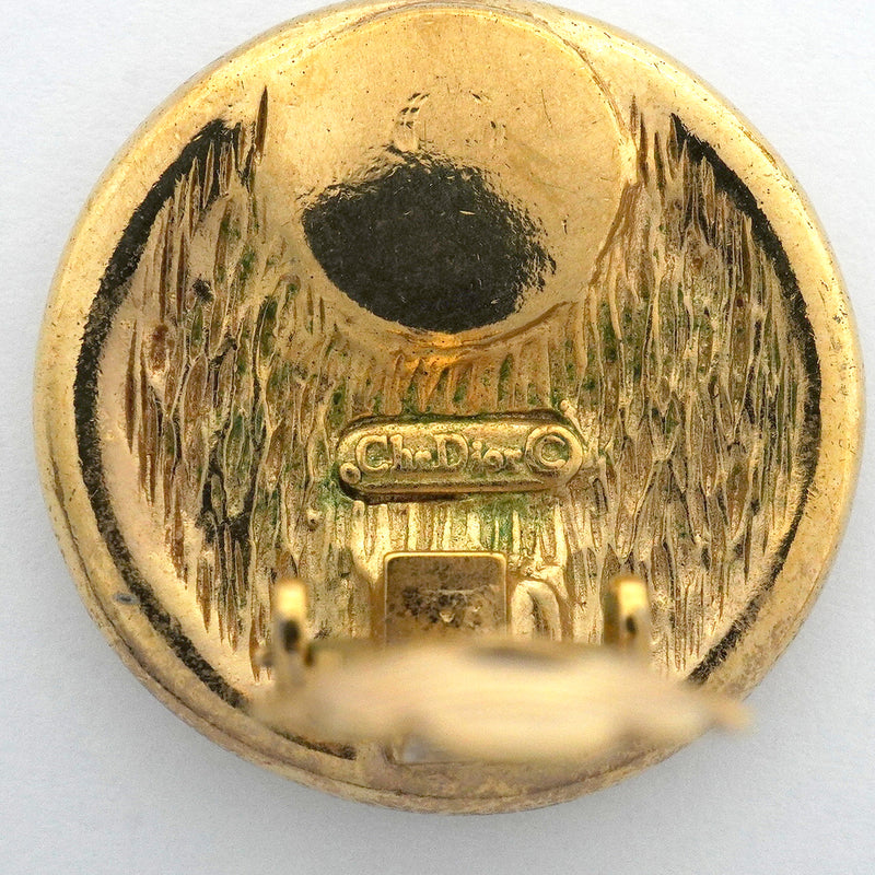 【6jhb0773】クリスチャンディオール イヤリング エンブレム 丸型 サークル GPメッキ ゴールド【中古】レディース