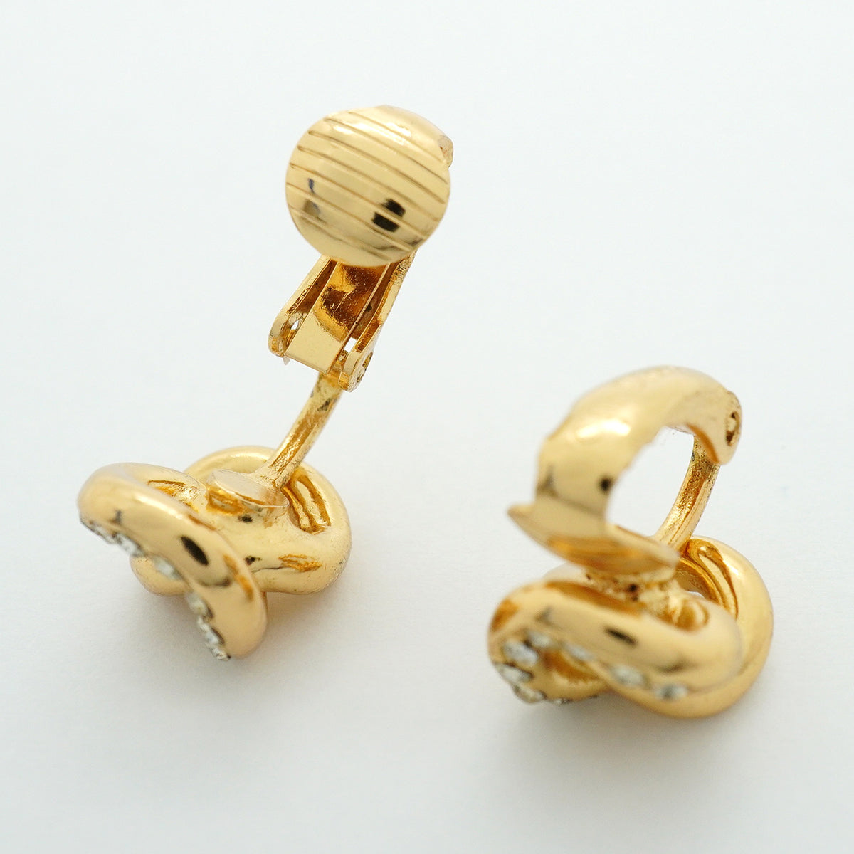 【6jhb0786】クリスチャンディオール イヤリング GPメッキ ラインストーン ゴールド【中古】レディース