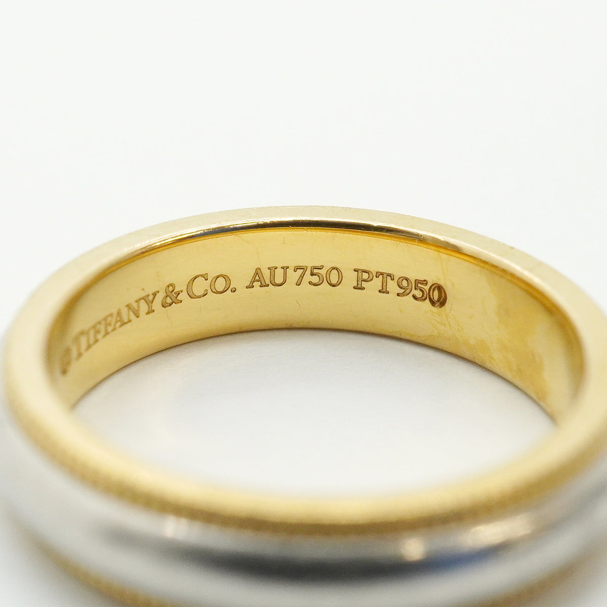 【6jhb0789】ティファニー リング ミルグレイン K18YG イエローゴールド Pt950 プラチナ 6.5号【中古】レディース