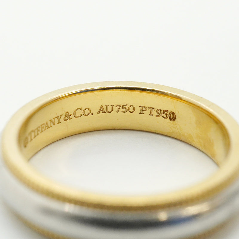 【6jhb0789】ティファニー リング ミルグレイン K18YG イエローゴールド Pt950 プラチナ 6.5号【中古】レディース